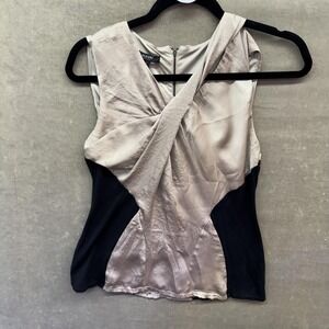 Alfani Tank Top Womens Small Sleeveless Drape Front Blouse Chic Petite Work Shir